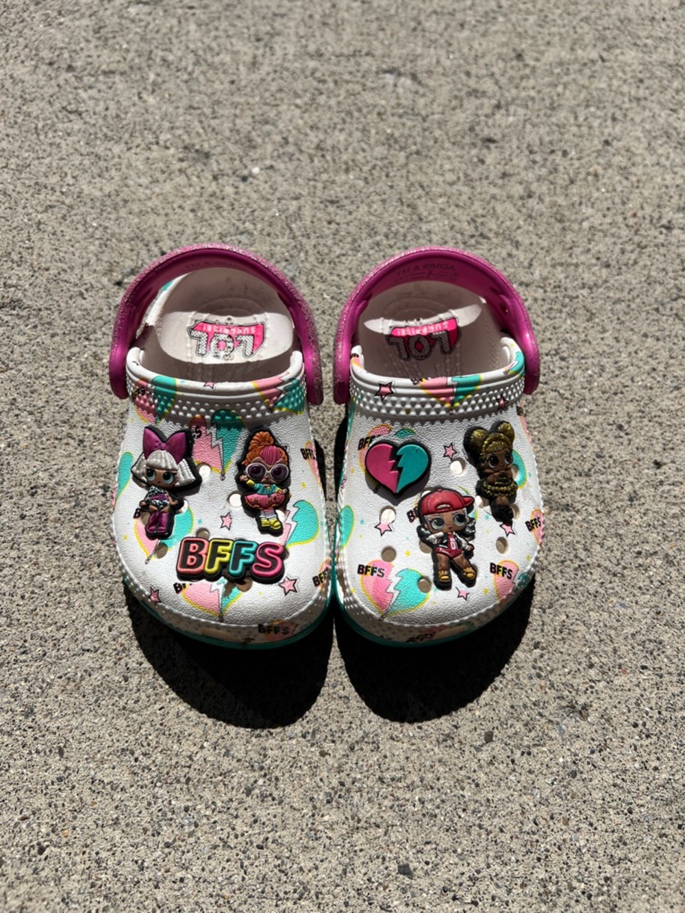 LOL Surprise BFFs Printed Crocs in White and Pink